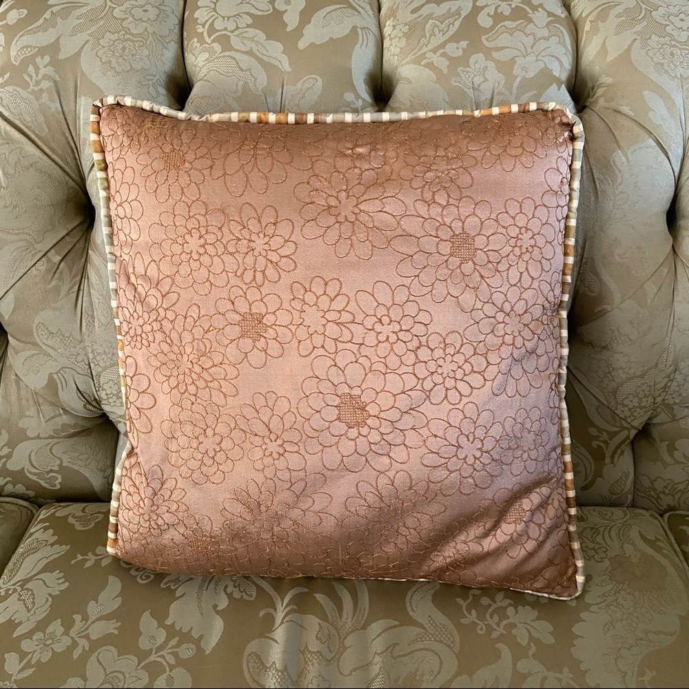 Throw Pillow cotton Blend Brown With Green Plaid Trim Custom